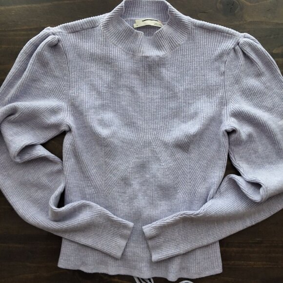 Anthropologie Lavender Sparkle Mock-Neck Open-Back Lace-Up Sweater S Soft Girl - Picture 9 of 9